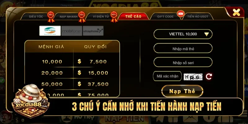 3 chú ý cần nhớ khi tiến hành nạp tiền