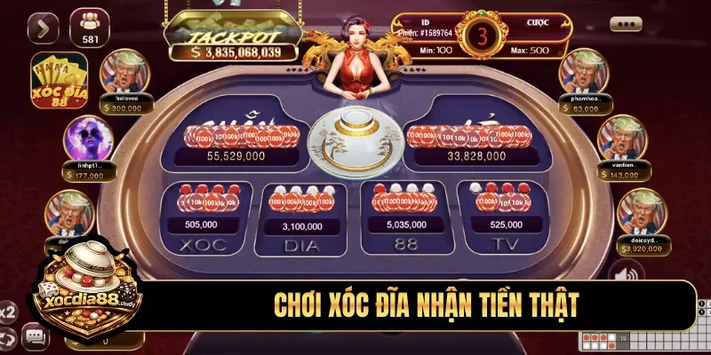 Chơi xóc đĩa nhận tiền thật