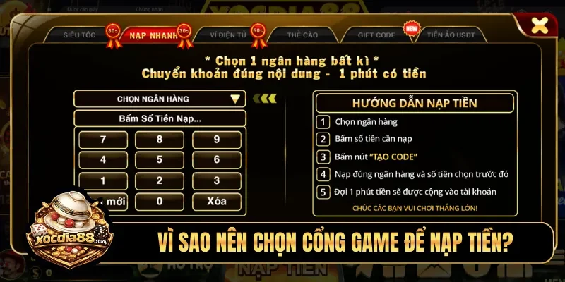 Vì sao nên chọn cổng game để nạp tiền?
